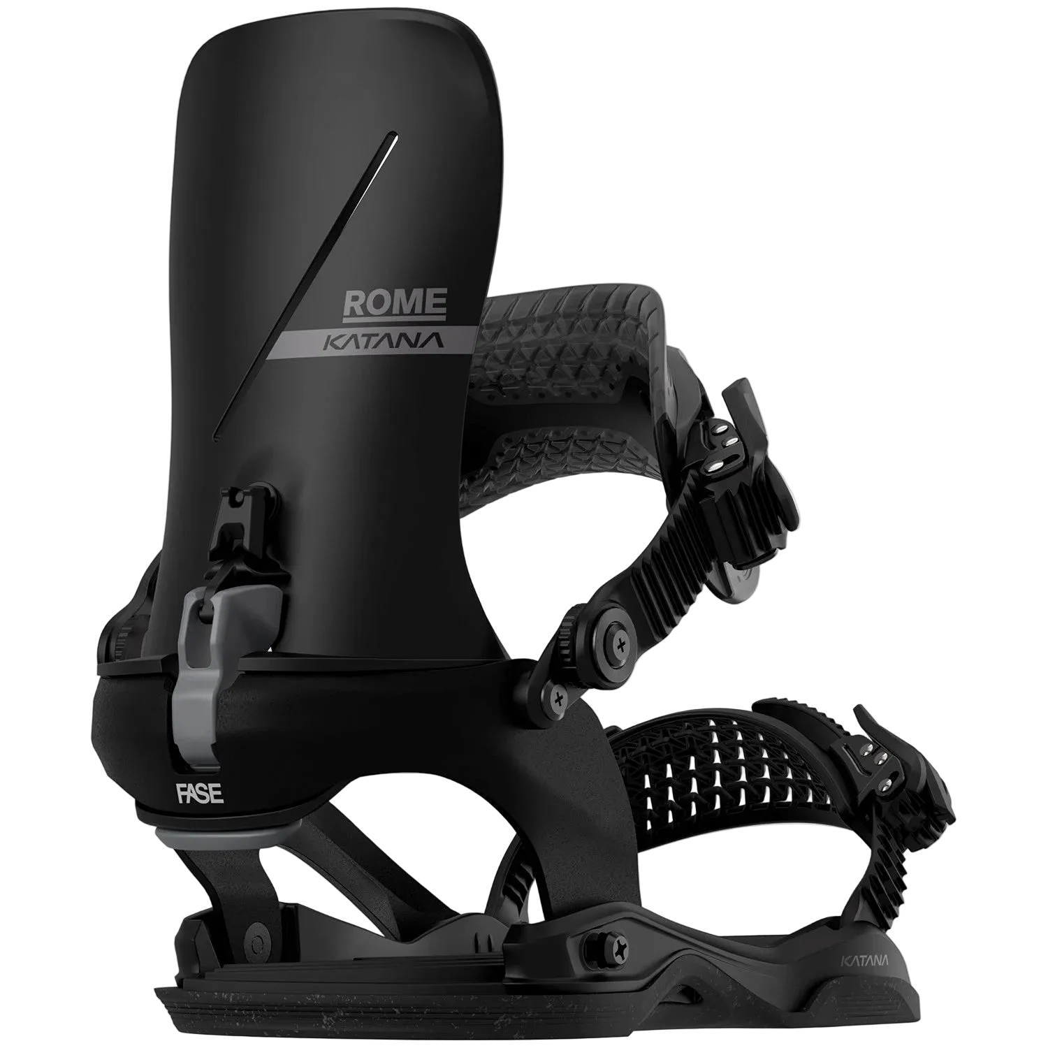 rome arsenal 17 snowboard bindings Katana AW Fase Black / S the foot gets more support on the inside and a surfy feel on the outside Katana AW Fase Snowboard Bindings